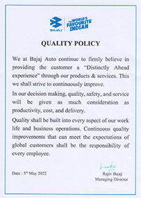Bajaj Quality Policy